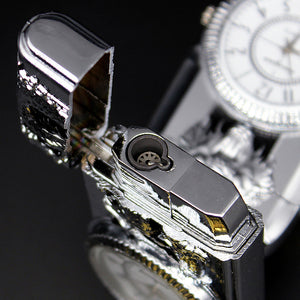 Luxurious Gold Watch Jet Lighter Torch Turbo Gas Lighter Windproof Cigar Cigarette Metal Lighter Led Inflated Gasoline Butane