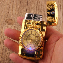 Load image into Gallery viewer, Luxurious Gold Watch Jet Lighter Torch Turbo Gas Lighter Windproof Cigar Cigarette Metal Lighter Led Inflated Gasoline Butane