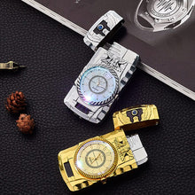 Load image into Gallery viewer, Luxurious Gold Watch Jet Lighter Torch Turbo Gas Lighter Windproof Cigar Cigarette Metal Lighter Led Inflated Gasoline Butane