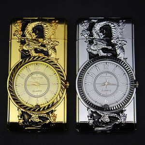 Luxurious Gold Watch Jet Lighter Torch Turbo Gas Lighter Windproof Cigar Cigarette Metal Lighter Led Inflated Gasoline Butane