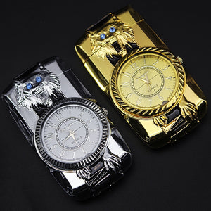 Luxurious Gold Watch Jet Lighter Torch Turbo Gas Lighter Windproof Cigar Cigarette Metal Lighter Led Inflated Gasoline Butane