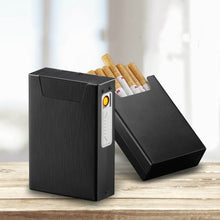 Load image into Gallery viewer, 2-in-1 Metal Cigarette Case Box Lighter for Smoking Flameless Aluminum Alloy USB Rechargeable Lighter Windproof Lighter