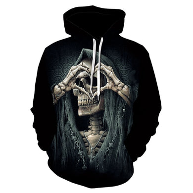 Skull  3D Print Sweatshirt Hoodies Men and women Hip Hop Funny Autumn Streetwear Hoodies Sweatshirt For Couples Clothes