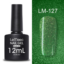 Load image into Gallery viewer, LEMOOC 12ml Colorful Gel Nail Polish Shiny Glitter Sequins Soak Off Nails Painted UV LED Gel Nail Art Design Gel Varnish