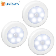 Load image into Gallery viewer, 3pcs 6 led Night Light Magnetic Wireless Detector Light Wall Lamp Infrared PIR Motion Sensor Light Auto On/Off for Cabinet Stair