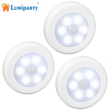 3pcs 6 led Night Light Magnetic Wireless Detector Light Wall Lamp Infrared PIR Motion Sensor Light Auto On/Off for Cabinet Stair