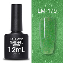 Load image into Gallery viewer, LEMOOC 12ml Colorful Gel Nail Polish Shiny Glitter Sequins Soak Off Nails Painted UV LED Gel Nail Art Design Gel Varnish