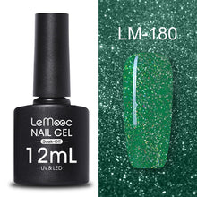 Load image into Gallery viewer, LEMOOC 12ml Colorful Gel Nail Polish Shiny Glitter Sequins Soak Off Nails Painted UV LED Gel Nail Art Design Gel Varnish