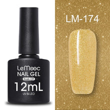 Load image into Gallery viewer, LEMOOC 12ml Colorful Gel Nail Polish Shiny Glitter Sequins Soak Off Nails Painted UV LED Gel Nail Art Design Gel Varnish