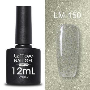 LEMOOC 12ml Colorful Gel Nail Polish Shiny Glitter Sequins Soak Off Nails Painted UV LED Gel Nail Art Design Gel Varnish