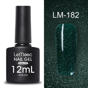 LEMOOC 12ml Colorful Gel Nail Polish Shiny Glitter Sequins Soak Off Nails Painted UV LED Gel Nail Art Design Gel Varnish