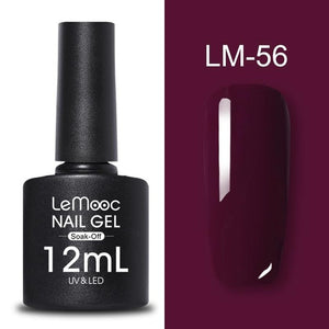 LEMOOC 12ml Colorful Gel Nail Polish Shiny Glitter Sequins Soak Off Nails Painted UV LED Gel Nail Art Design Gel Varnish