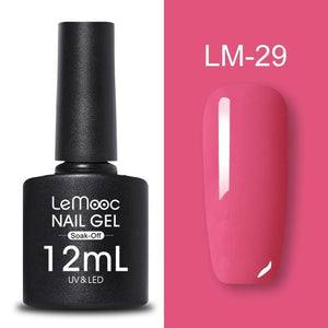 LEMOOC 12ml Colorful Gel Nail Polish Shiny Glitter Sequins Soak Off Nails Painted UV LED Gel Nail Art Design Gel Varnish