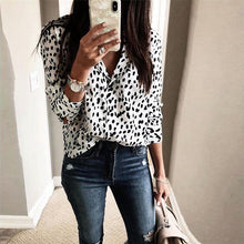 Load image into Gallery viewer, Fashion Women Long Sleeve Leopard Blouse V neck Shirt Ladies OL Party Top Dames Streetwear blusas femininas elegante Plus Size