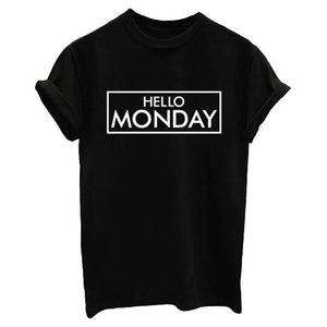 Women's Casual Style Printed Gray T-Shirts Summer Cotton Material Short Sleeve White Black Letter Pattern O-Neck Collar T-Shirt