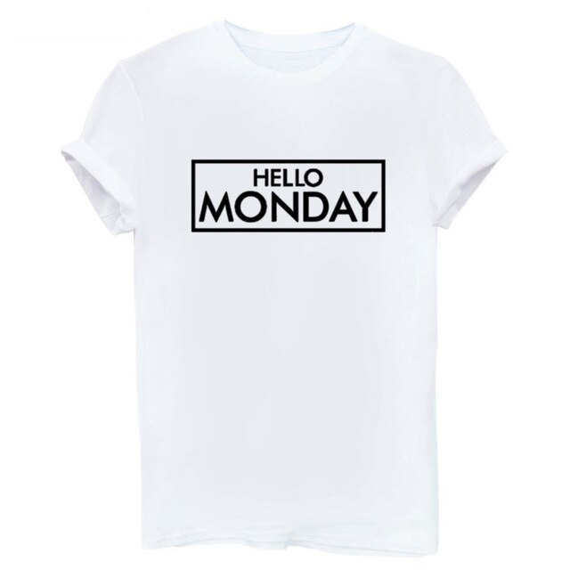 Women's Casual Style Printed Gray T-Shirts Summer Cotton Material Short Sleeve White Black Letter Pattern O-Neck Collar T-Shirt