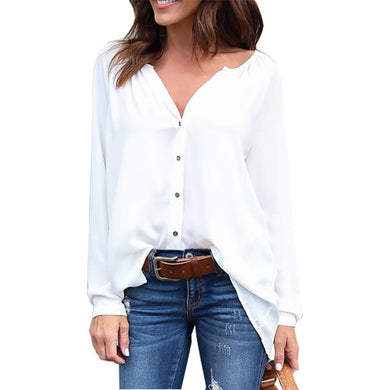 T shirt women 2020 fashion summer V-neck Pleated Button Long Sleeve Loose T-Shirt cheap tshirt vestidos dropshipping KF18081