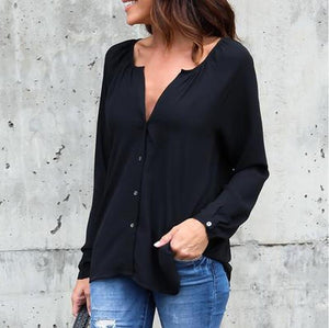 T shirt women 2020 fashion summer V-neck Pleated Button Long Sleeve Loose T-Shirt cheap tshirt vestidos dropshipping KF18081