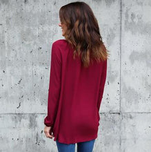 Load image into Gallery viewer, T shirt women 2020 fashion summer V-neck Pleated Button Long Sleeve Loose T-Shirt cheap tshirt vestidos dropshipping KF18081